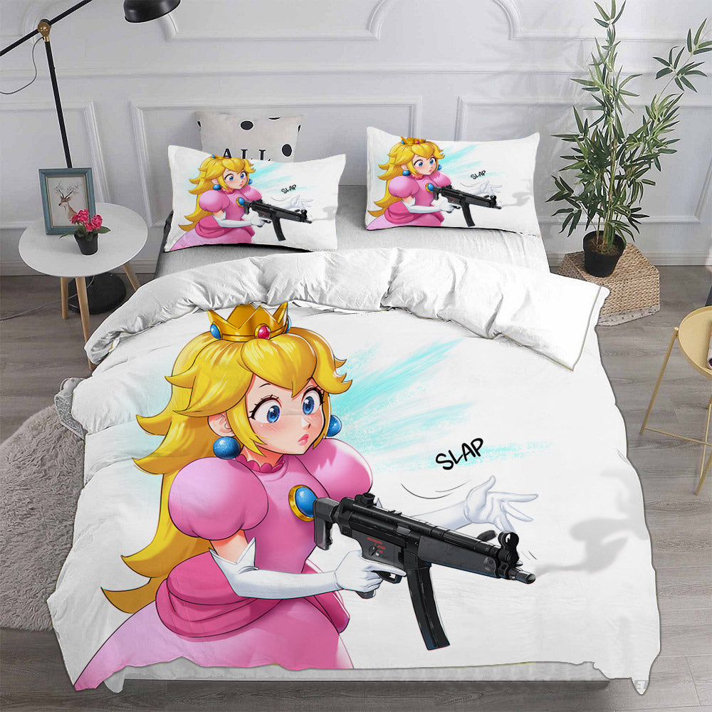 Princess Peach Bedding Set Duvet Cover Comforter Sets Fanrek