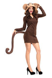Women's Cozy Monkey Zipper Jacket Hoodie Halloween Costume Sweatsuit Dress