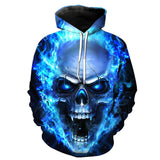Blue Flame Skull 3D Printing Coat Leisure Sports Sweater Autumn And Winter