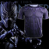 2018 Avengers: Infinity War Cosplay New Black Panther T-Shirt  Uniform 3D Sports T-Shirt Halloween Party - bfjcosplayer