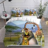 Madagascar Bedding Sets Bed Quilt Cover Pillow Case Halloween Cosplay Comforter Sets