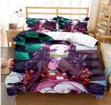 Demon Slayer Kamado Nezuko Cosplay Bedding Set Duvet Cover Halloween Bed Sheets