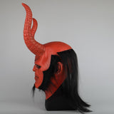 New Movie Hellboy: Rise of the Blood Queen Mask Ox Horn Mask Right Hand Cosplay Gloves Armor Latex Hand Gauntlet Party Halloween - bfjcosplayer